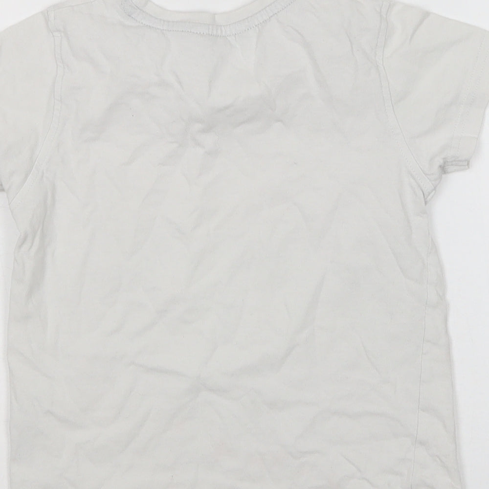 George Boys White Cotton Basic T-Shirt Size 4-5 Years Round Neck - Dinosaur
