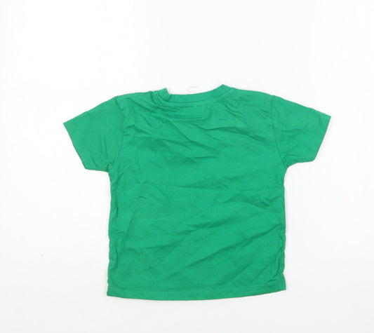 Imperial Girls Green Cotton Basic T-Shirt Size 4 Years Round Neck