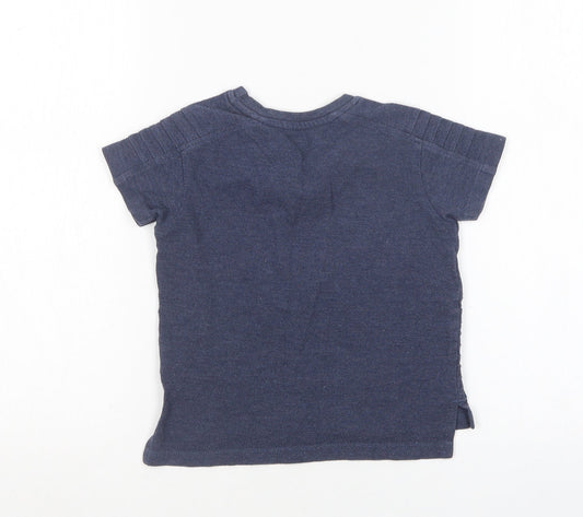 Primark Boys Blue Cotton Basic T-Shirt Size 18-24 Months Round Neck