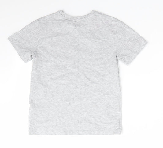 NEXT Boys Grey Cotton Basic T-Shirt Size 7 Years Round Neck - Light Grey mix