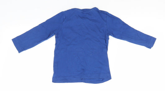 United Colors of Benetton Boys Blue Cotton Basic T-Shirt Size 2 Years Round Neck