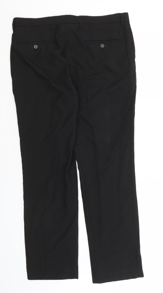 NEXT Womens Black Polyester Trousers Size 34 L30 in Regular