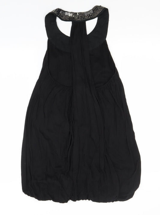 Red Herring Womens Black Viscose A-Line Size 14 Round Neck