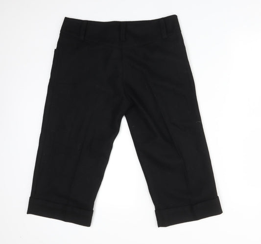 Preworn Womens Black Wool Cropped Trousers Size 30 Regular