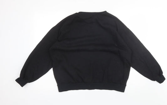 Nasty Girl Womens Black Round Neck Cotton Pullover Jumper Size 18
