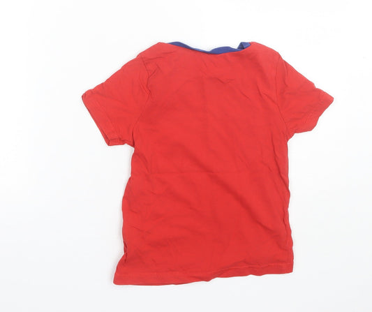 George Boys Red Cotton Basic T-Shirt Size 5-6 Years Round Neck - Football