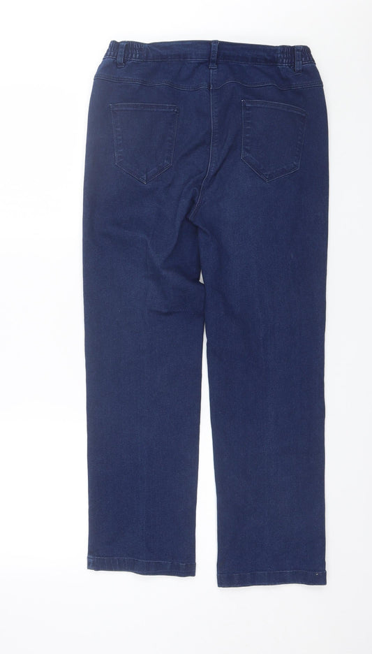 Preworn Womens Blue Cotton Straight Jeans Size 12 L25 in Regular