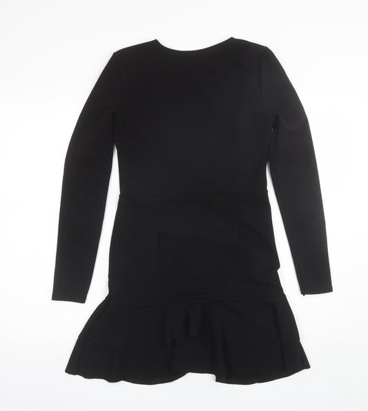 Boohoo Womens Black Polyester Shift Size 10 Round Neck