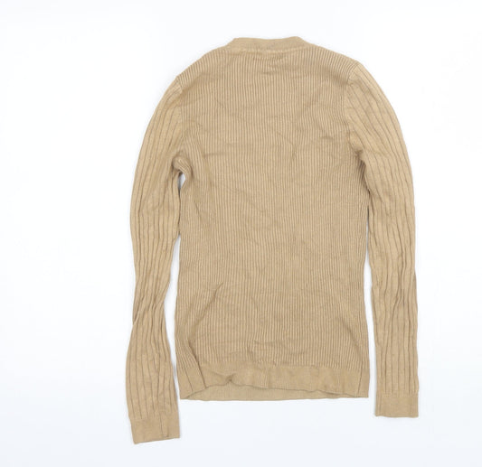 New Look Womens Beige Round Neck Viscose Pullover Jumper Size 10
