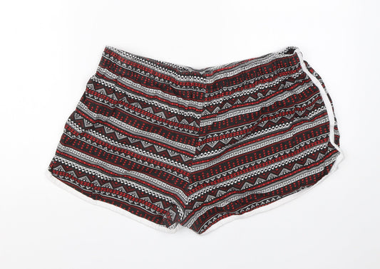 Primark Womens Black Fair Isle Cotton Hot Pants Shorts Size 18 Regular