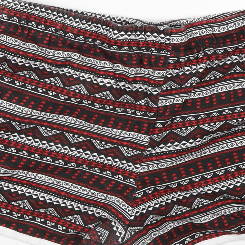 Primark Womens Black Fair Isle Cotton Hot Pants Shorts Size 18 Regular