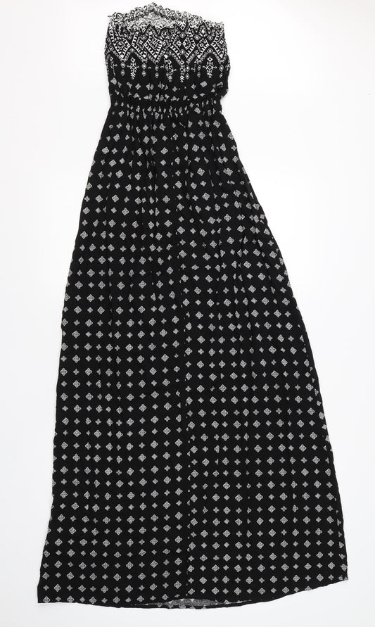 New Look Womens Black Geometric Viscose Shift Size 8 One Shoulder