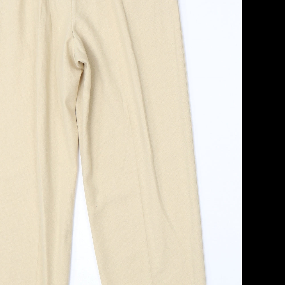 M&S Womens Beige Viscose Dress Pants Trousers Size 14 L24 in Regular