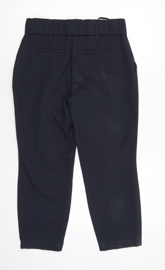 Dorothy Perkins Womens Blue Argyle/Diamond Polyester Cropped Trousers Size 8 L22.5 in Regular - Back Elastication Tiny Diamond Print