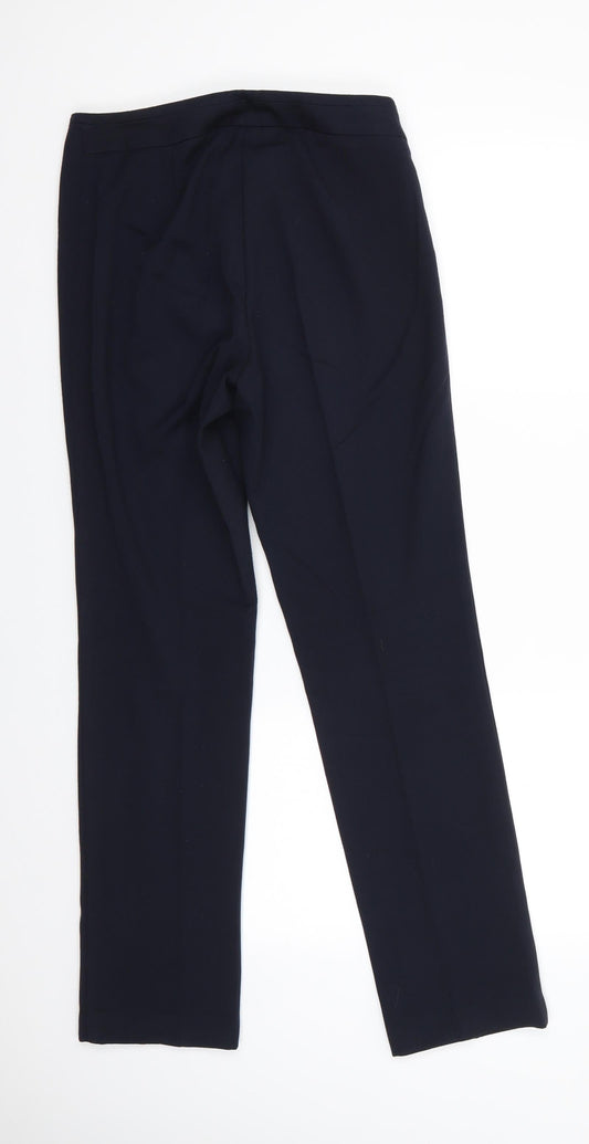 Marks and Spencer Womens Blue Polyester Trousers Size 6 L29 in Slim - Navy Blue