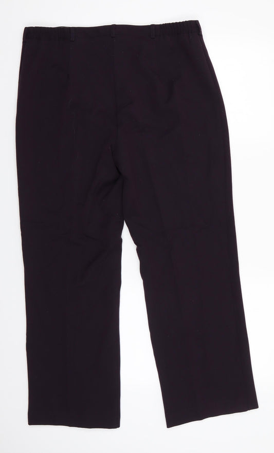 Annabelle Womens Purple Polyester Trousers Size 14 L28 in Regular - Dark Purple Side Elastication