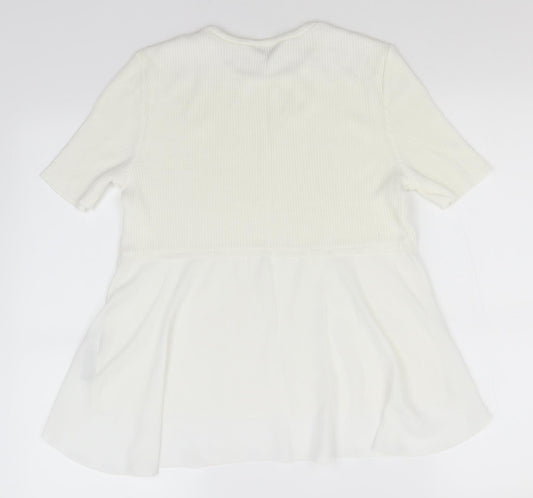 Miss Selfridge Womens White Round Neck Acrylic Pullover Jumper Size 12