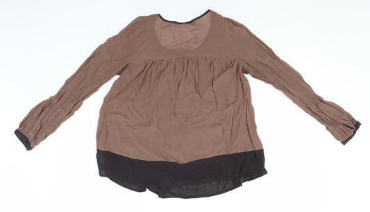 NEXT Womens Green Viscose Basic Blouse Size 6 Round Neck