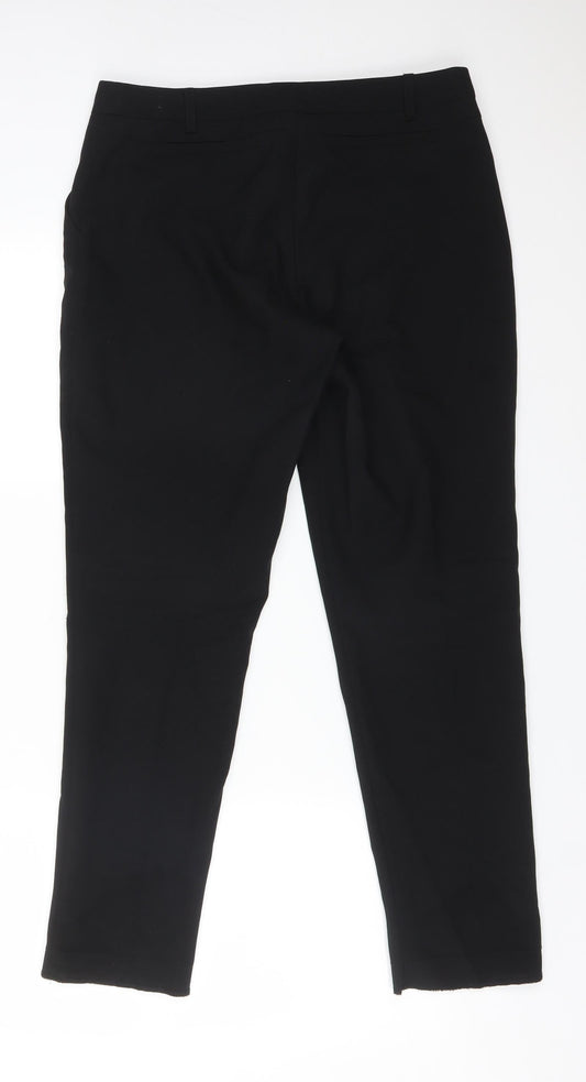 Peacocks Womens Black Polyester Trousers Size 10 L28 in Regular