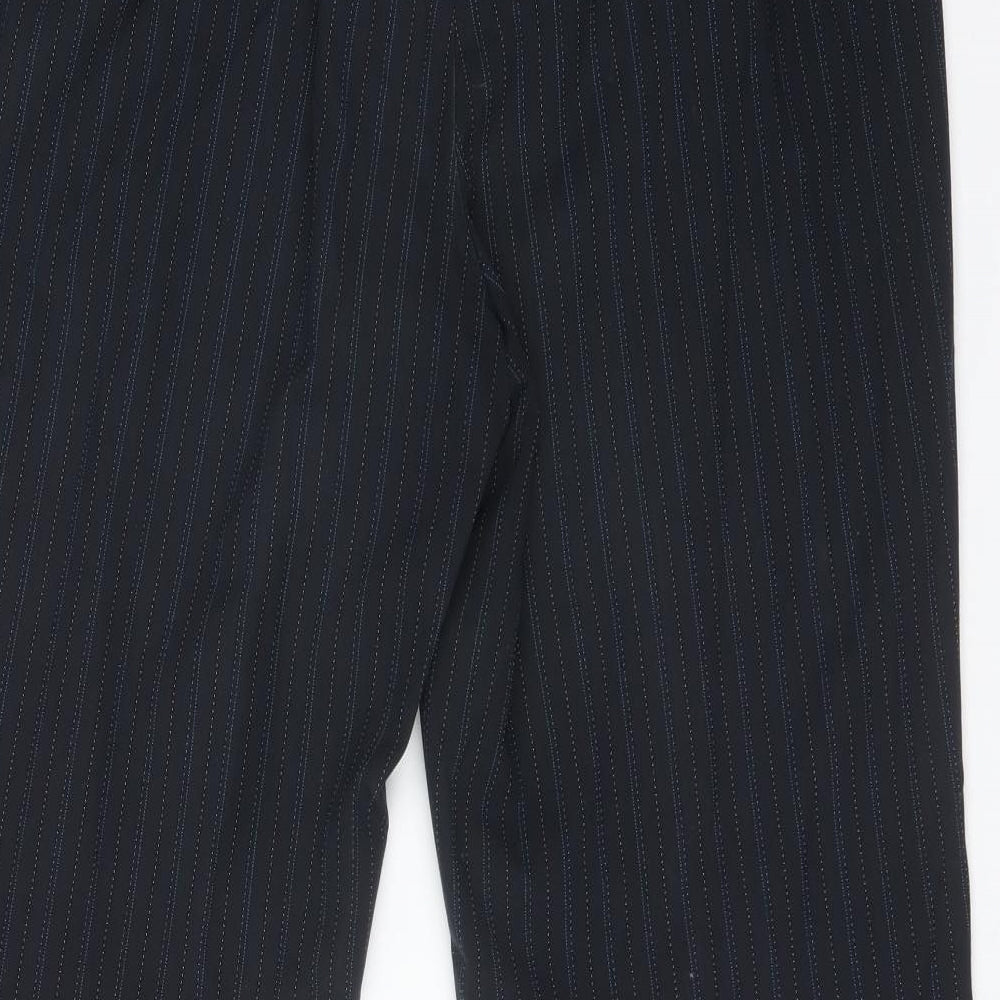 M&S Womens Multicoloured Striped Polyester Trousers Size 14 L27 in Regular