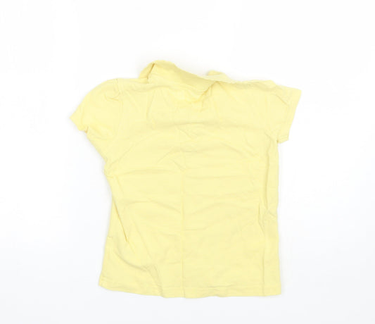 George Girls Yellow Cotton Basic Polo Size 7-8 Years Collared