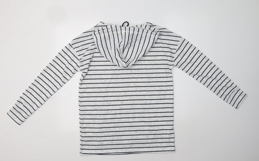 Papaya Womens Grey Striped Polyester Pullover Hoodie Size S
