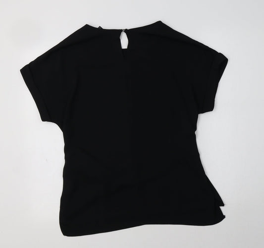 New Look Womens Black Polyester Basic Blouse Size 10 Crew Neck