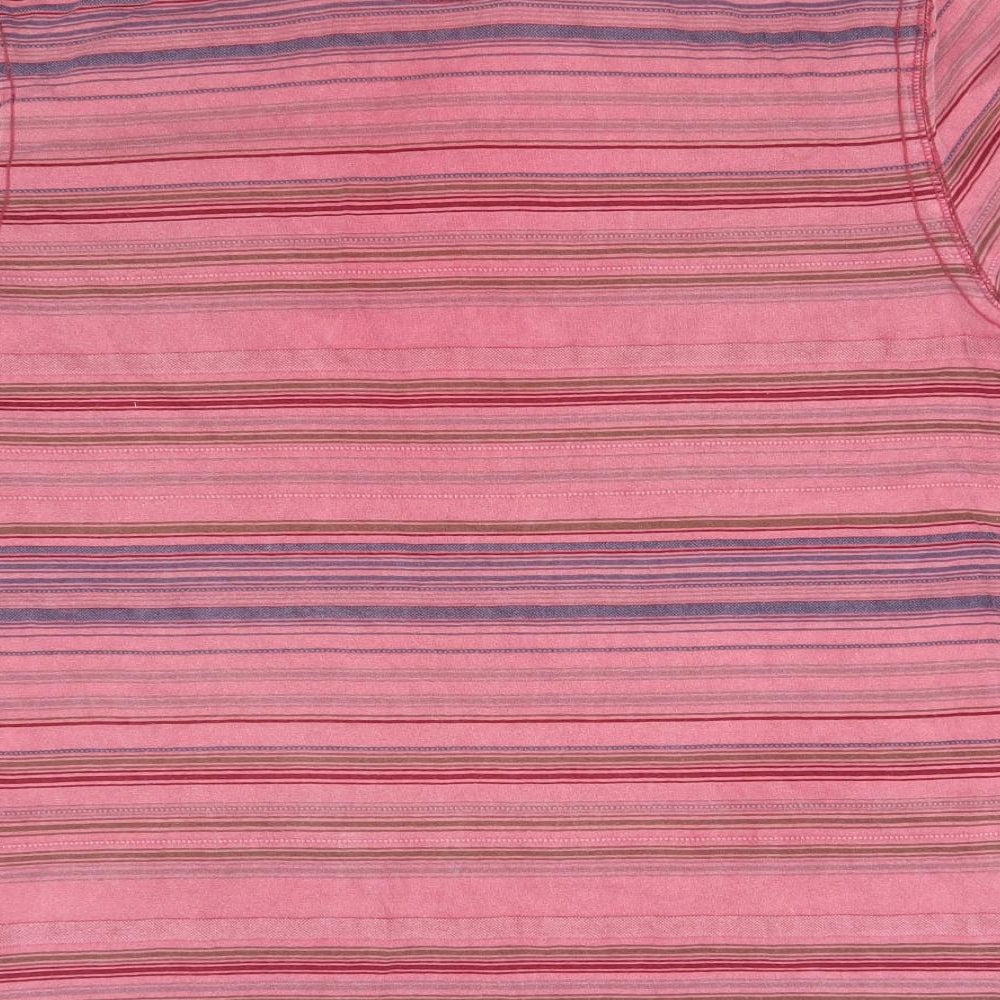 North Coast Womens Pink Striped Cotton Basic Polo Size L Collared