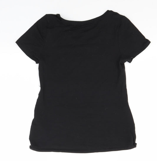 Preworn Womens Black Acrylic Basic T-Shirt Size M Round Neck