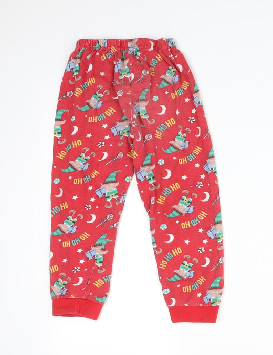 Made By Elves Boys Red Solid Cotton Pyjama Pants Size 5-6 Years - CHRISTMAS ELVES