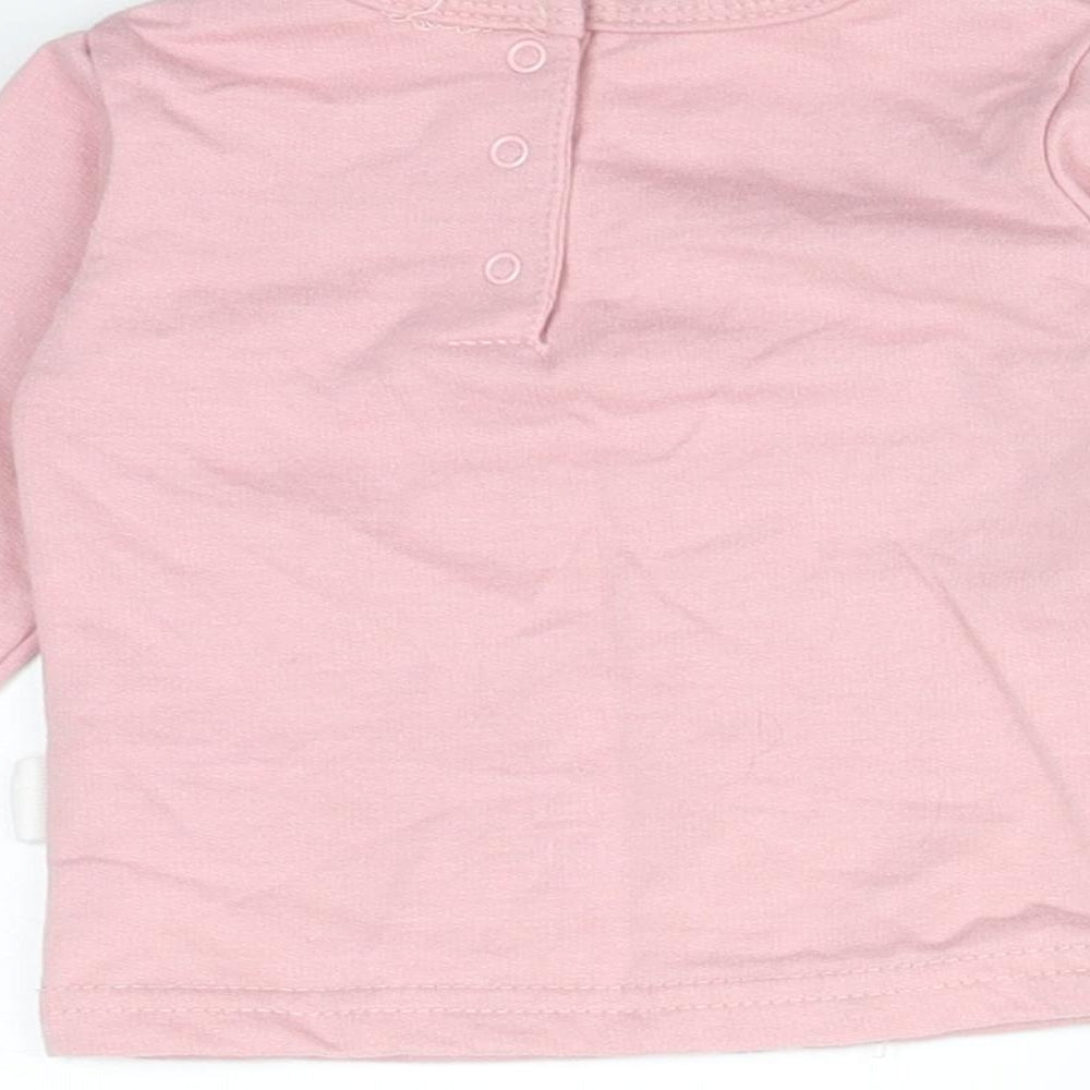 CHICK PEA Girls Pink Cotton Basic T-Shirt Size 6-9 Months Round Neck