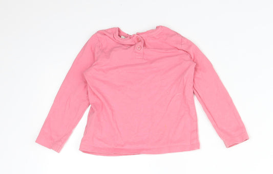 NEXT Girls Pink Cotton Basic T-Shirt Size 18-24 Months Round Neck
