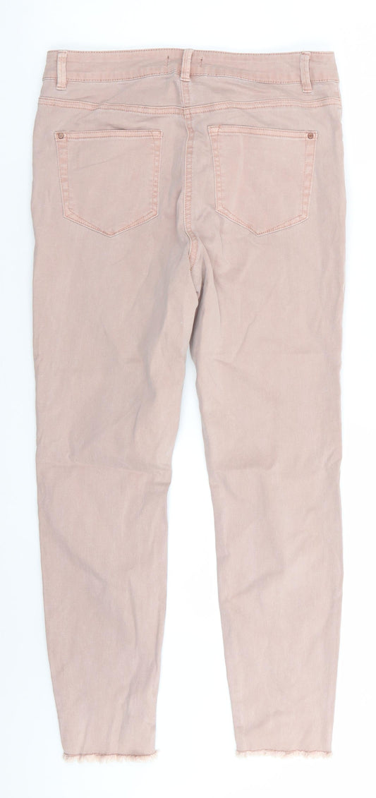 / Denim Womens Pink Cotton Skinny Jeans Size 12 L26 in Regular - Dusty Pink Freyed hems
