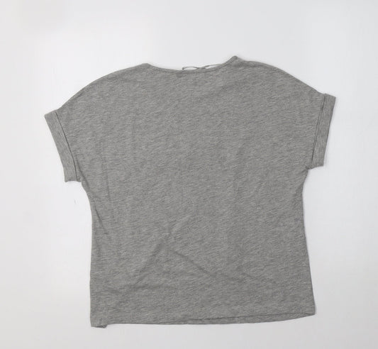 Red Herring Womens Grey Polyester Basic T-Shirt Size 8 Crew Neck - Love