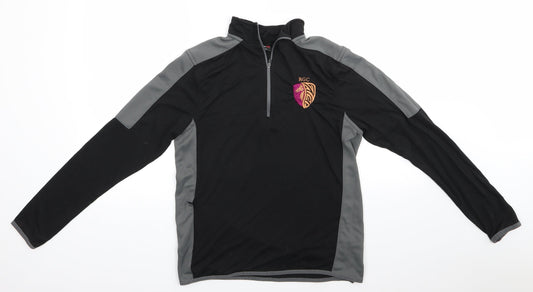 Finden Hales Mens Black Colourblock Polyester Pullover Casual Size S High Neck  - Black & Grey RGG