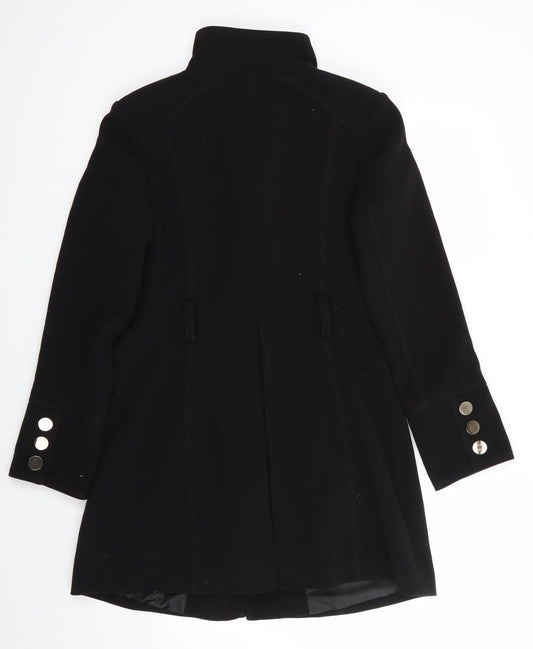 Dorothy Perkins Womens Black Overcoat Coat Size 12 - Stand Up Collar