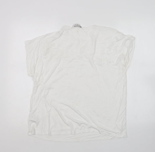 Very Womens White Viscose Basic T-Shirt Size 14 Round Neck