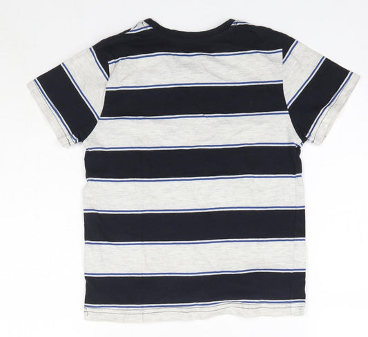 Primark Boys Multicoloured Striped 100% Cotton Basic T-Shirt Size 5-6 Years Round Neck
