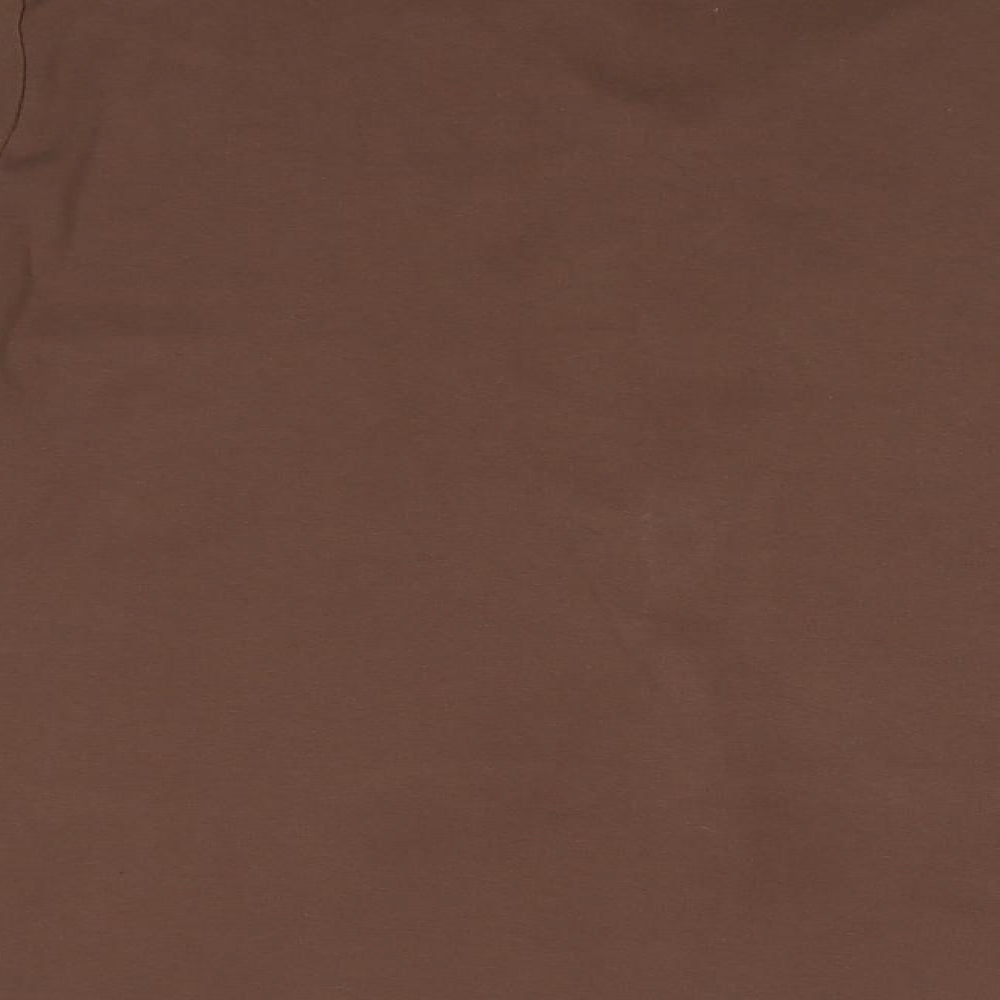 M&S Womens Brown Cotton Basic Blouse Size 2XL Round Neck - Frill Detail Bohemian