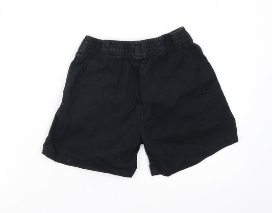 George Boys Black Cotton Cargo Shorts Size 6-7 Years Regular