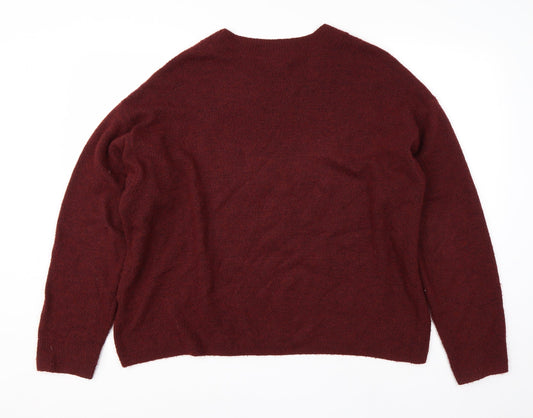 H&M Mens Red Round Neck Acrylic Pullover Jumper Size L