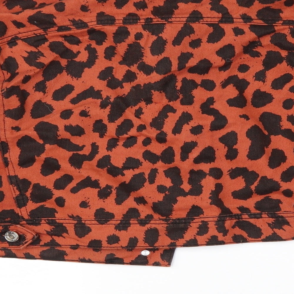 Missguided Womens Orange Animal Print Jacket Size 10