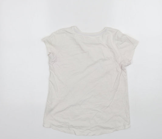 Nutmeg Girls White Cotton Basic T-Shirt Size 11-12 Years Round Neck