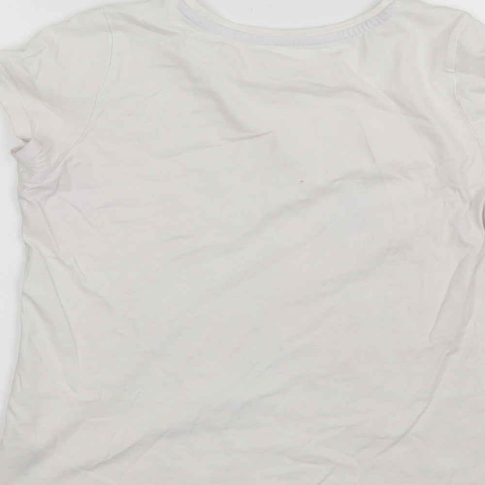 Nutmeg Girls White Cotton Basic T-Shirt Size 11-12 Years Round Neck