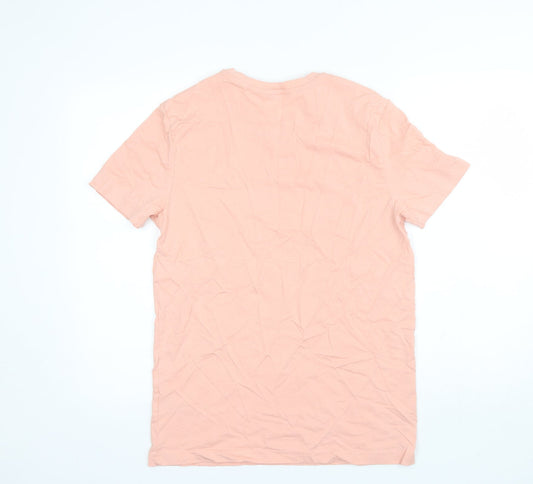 V by Very Womens Pink Cotton Basic T-Shirt Size M Round Neck