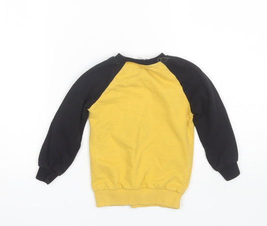 Preworn Boys Yellow Round Neck Cotton Pullover Jumper Size 2 Years - Batman