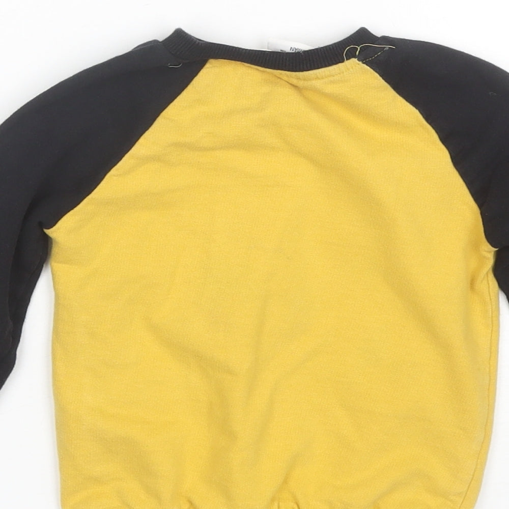 Preworn Boys Yellow Round Neck Cotton Pullover Jumper Size 2 Years - Batman