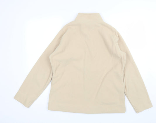 Isle Womens Beige Collared Polyester Full Zip Jumper Size M