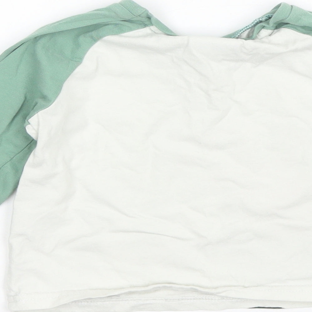 George Baby Green Cotton Basic T-Shirt Size 18-24 Months Round Neck