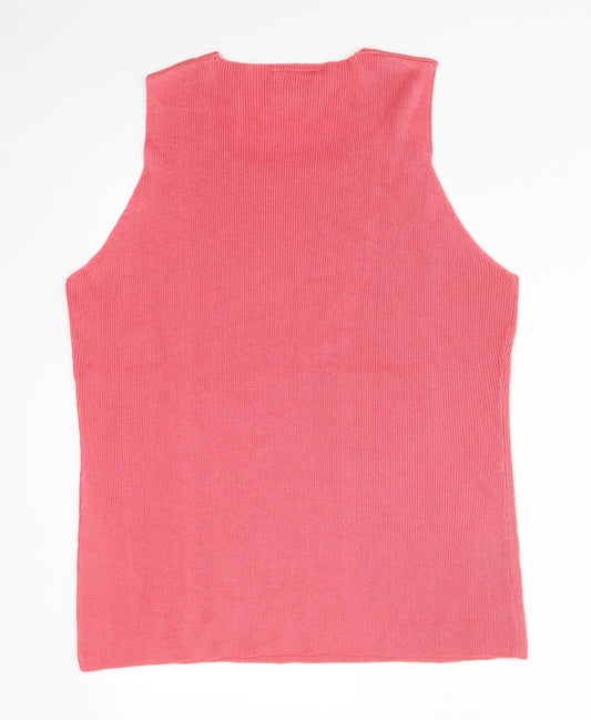 Sara Womens Pink Acrylic Basic T-Shirt Size 20 Square Neck